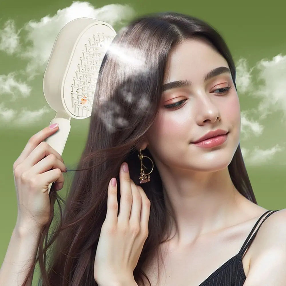 Electric spray massage hair comb with oil applicator, anti-static self-cleaning, 1pc