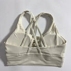 Women Cross Back Sports Bra Top with Removable Pads, Solid Colors, Sizes S-L