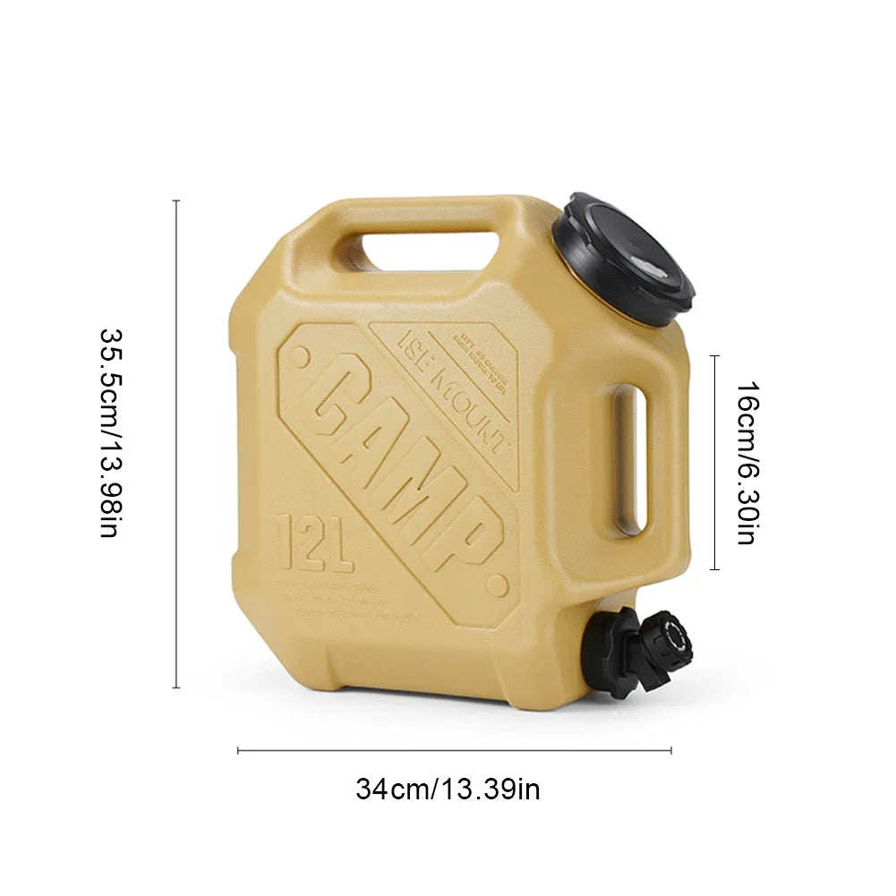 12L Outdoor Drinking Water Bucket with Spigot Water Container Large Capacity Water Storage Tank for Vehicle Car Camping Hiking