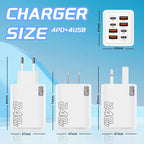2026 New 240W Multi Port Charger Pd Smartphone Super Fast Charging 4usb-4type-C Charging Head EU US UK Adapter