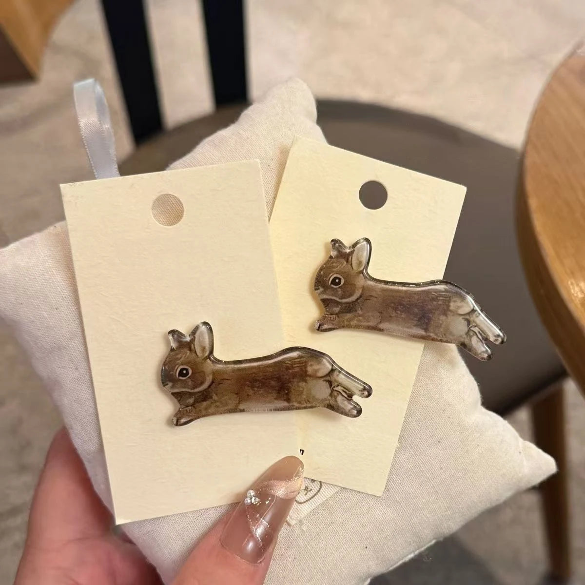 2pcs Kawaii Bunny Hair Clips Sets Korean Fashion Harajuku Vintage Hairclip Coquette Aesthetic Hair Accessories Girls