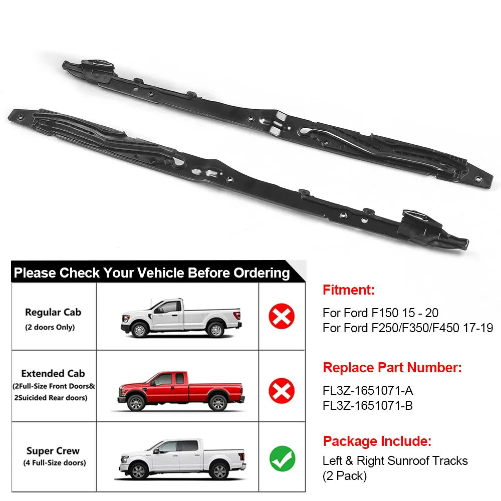 Sunroof Track Assembly Repair Kit for Ford F150 F250 F350 F450 FL3Z-1651071-A Car Accessories