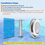 LED Swimming Pool Lamp AC12V Stainless Steel IP68 12W 18W 25W 35W 54W Underwater Remote Control RGB Lamps Blue/Warm white/ White