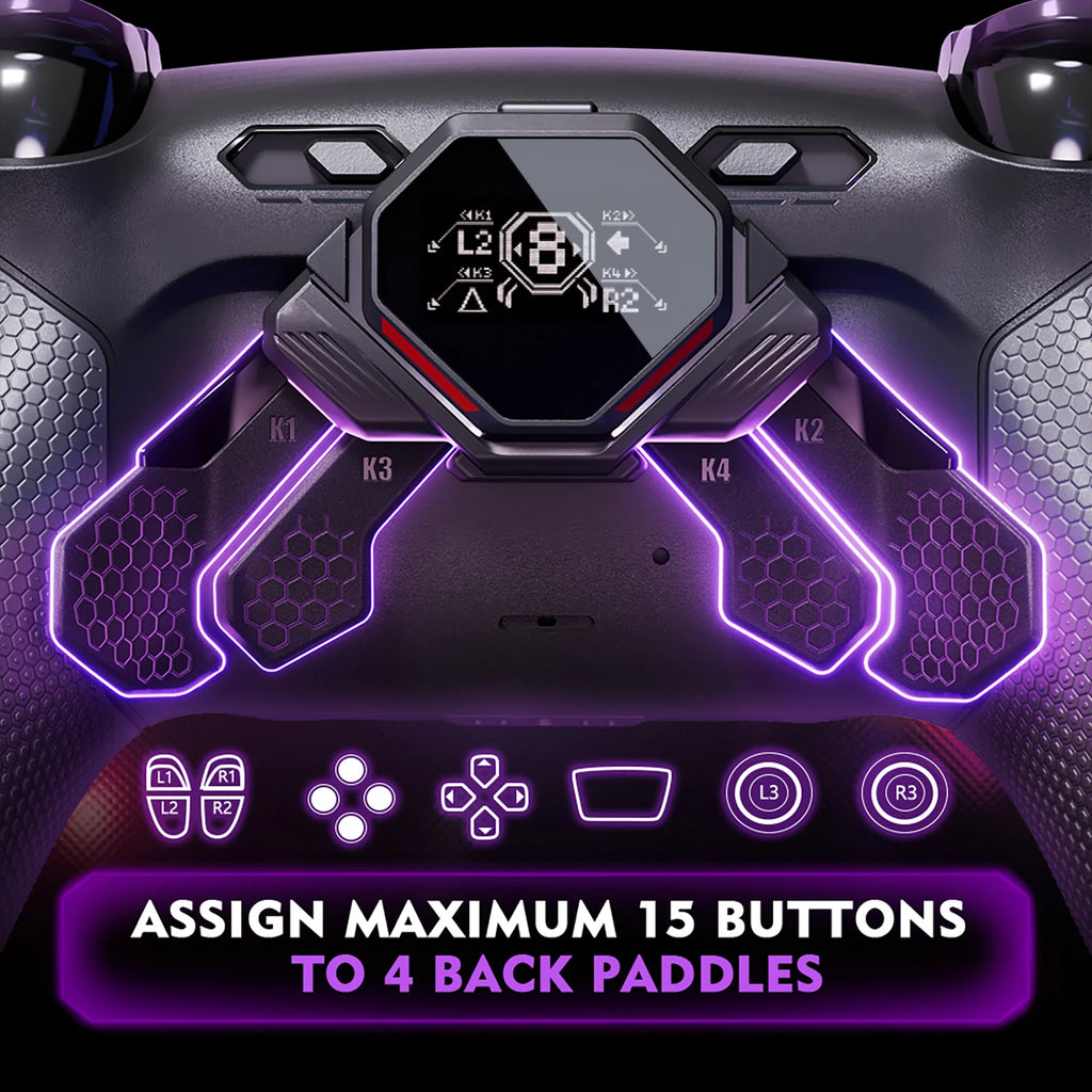 eXtremeRate SPARK PS5 DualSense Back Paddles Kit, 4 Remappable Buttons, Rubberized Black
