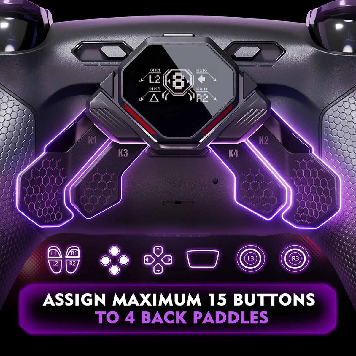 eXtremeRate SPARK PS5 DualSense Back Paddles Kit, 4 Remappable Buttons, Rubberized Black