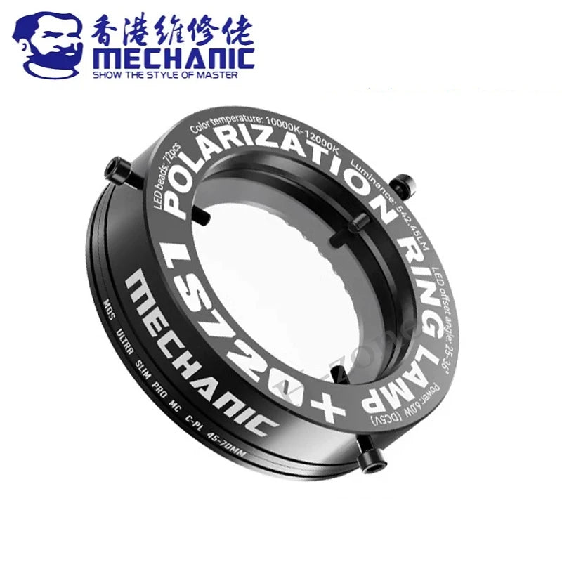 Mechanic LS720 Microscope Ring Light Polarized Ring Light Eliminates Reflection Suitable for Most Stereo Microscopes 48mm Size