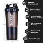 500ML Portable Protein Shaker Cup with Powder Storage Container Mixer Cup Gym Sport Water Bottles with Wire Whisk Ball
