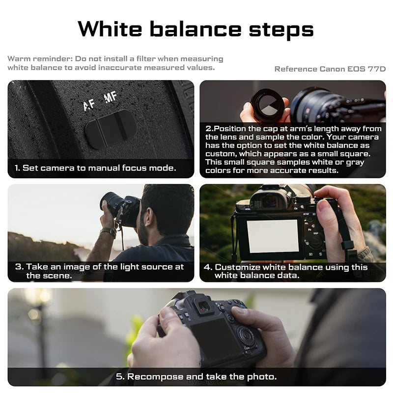 Freewell Canon White Balance Metal Camera Cap Protection Cover DSLR Lens Front Cap for Canon EF & RF Mount