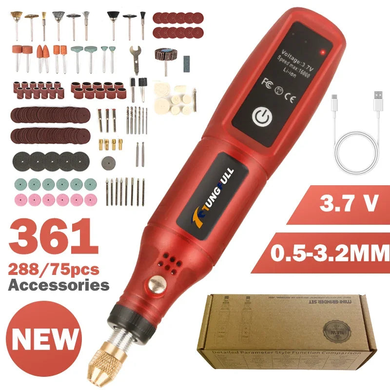 USB Rechargeable Cordless Engraving Pen Wireless Electric Drill Rotary Tool for Jewelry Glass - Portable Handheld Engraver