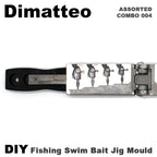 Dimatteo DIY Fishing 97 pcs Swim Bait Jig Head Mould ADRJHM/ASSORTED COMBO 4 Cavities 1/4oz 1/2oz 3/4oz 1oz