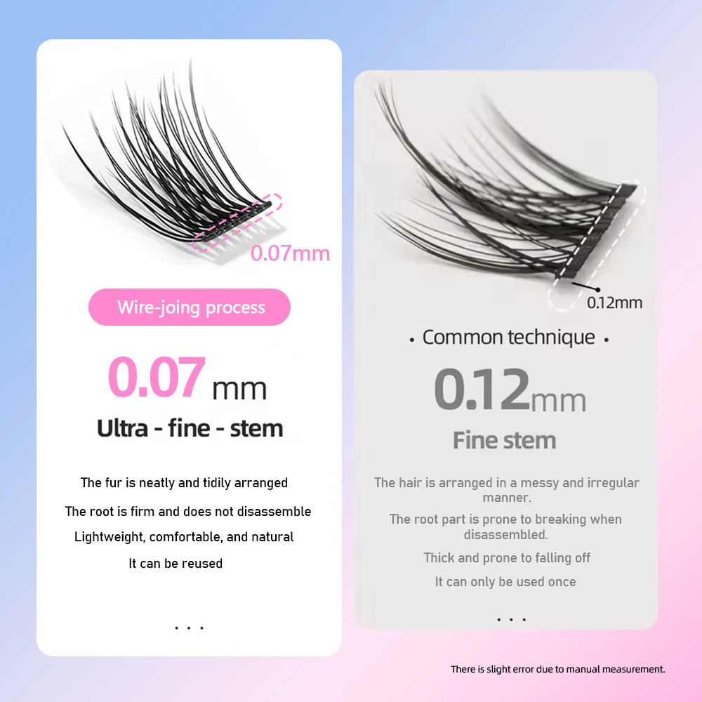 YUANZHIJIE Individual Eyelashes Makeup Cilios Cluster Eyelash Extension Wispy C/D Curling Volume Black Soft False Eyelash Makeup