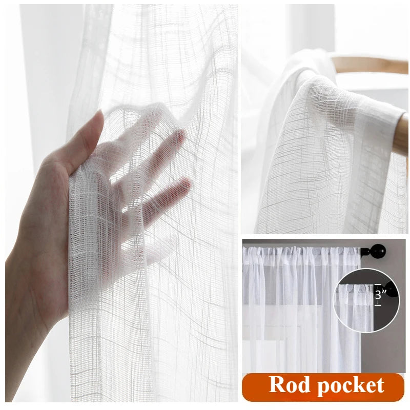 Modern Minimalist 1pc White Tulle Sheer Curtains Window Curtains for Living Room Bedroom Dining Blackout Decor Elegant Thick
