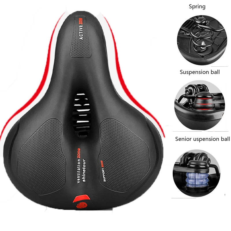 Reflective Shock Absorbing Hollow Bike Saddle MTB Bicycle Seat Breathable Rainproof Cycling Road Mountain Cycling Accessory 0402