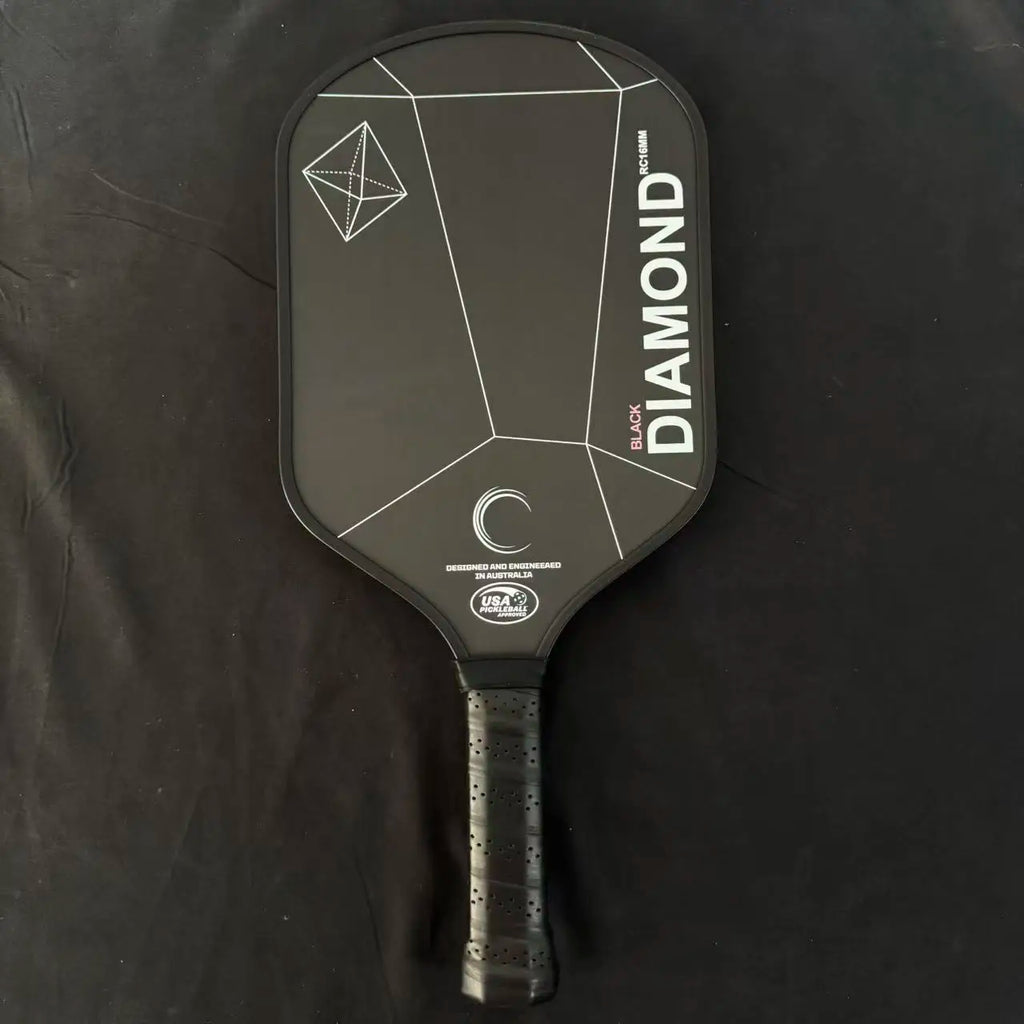 Double Black Diamond 16mm pickleball Paddle, T700 carbon fiber black matte surface, good spin performance