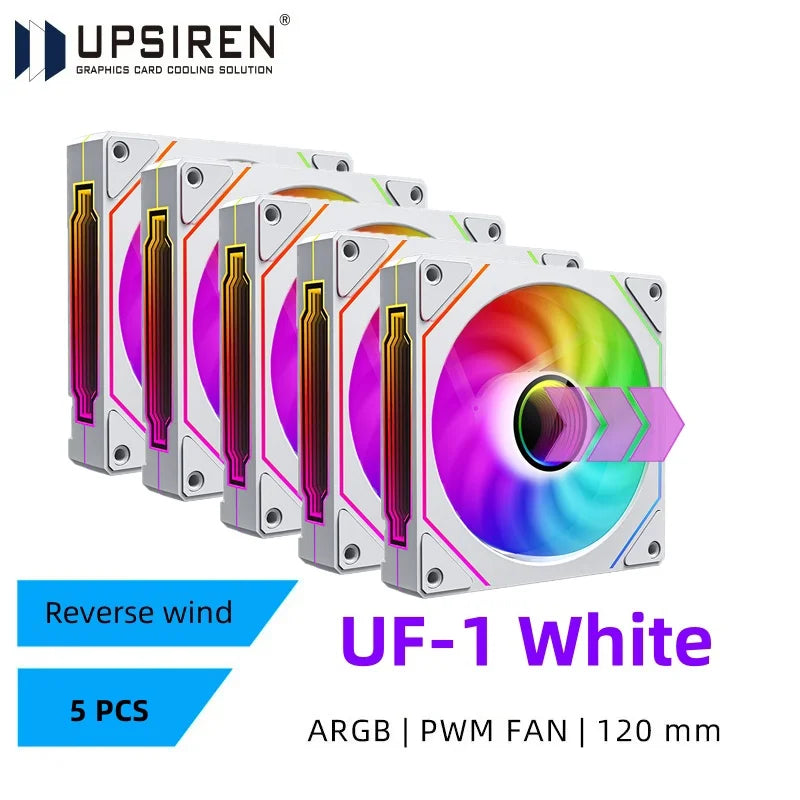 UPSIREN UF-1 PRISM 4 PRO Computer Chassis Fan 12cm ARGB 4 Pin PWM Quiet Cooling Fan 12V Large Air Volume 45.2CFM/600-1500RPM