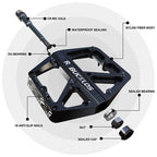 BUCKLOS Bike Pedal Ultralight Pedal Platform for Road Mountain Bike Anti-slip Nylon Sealed Bearings Flat Pedals MTB Bicycle Part