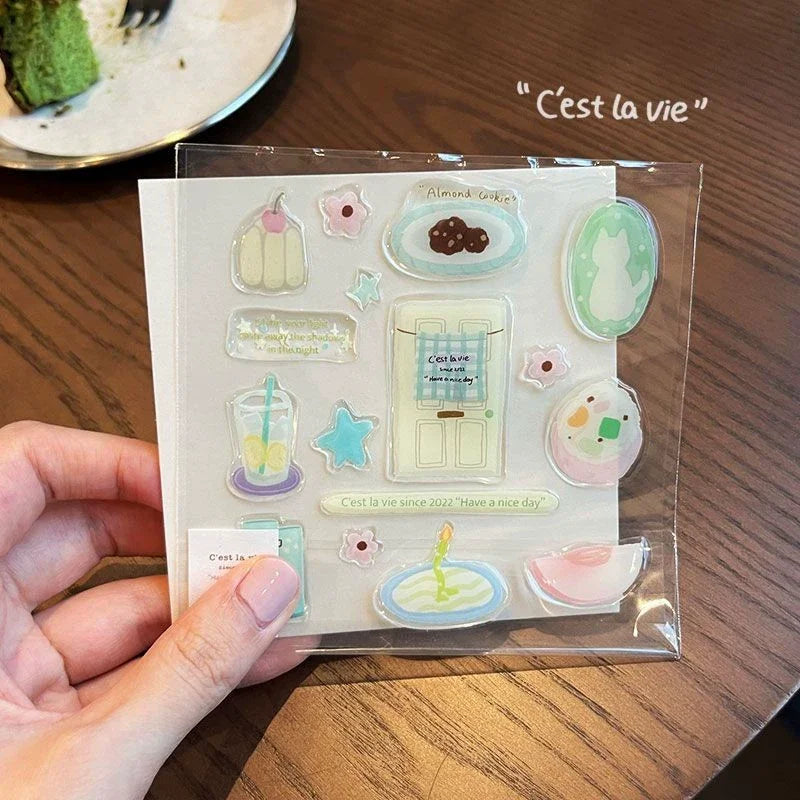 Girlish Cute Pink Fruit Ice Cream 3D Relief Stickers High-quality Epoxy Resin Jelly Decals for IPad Laptops Phone Case DIY Decor