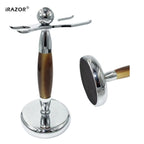iRAZOR Men's Shaving Stand Holder for Brush and Safety Razor Pro Rack Tools for Barber Shop Grooming Accessories Luxury Gift