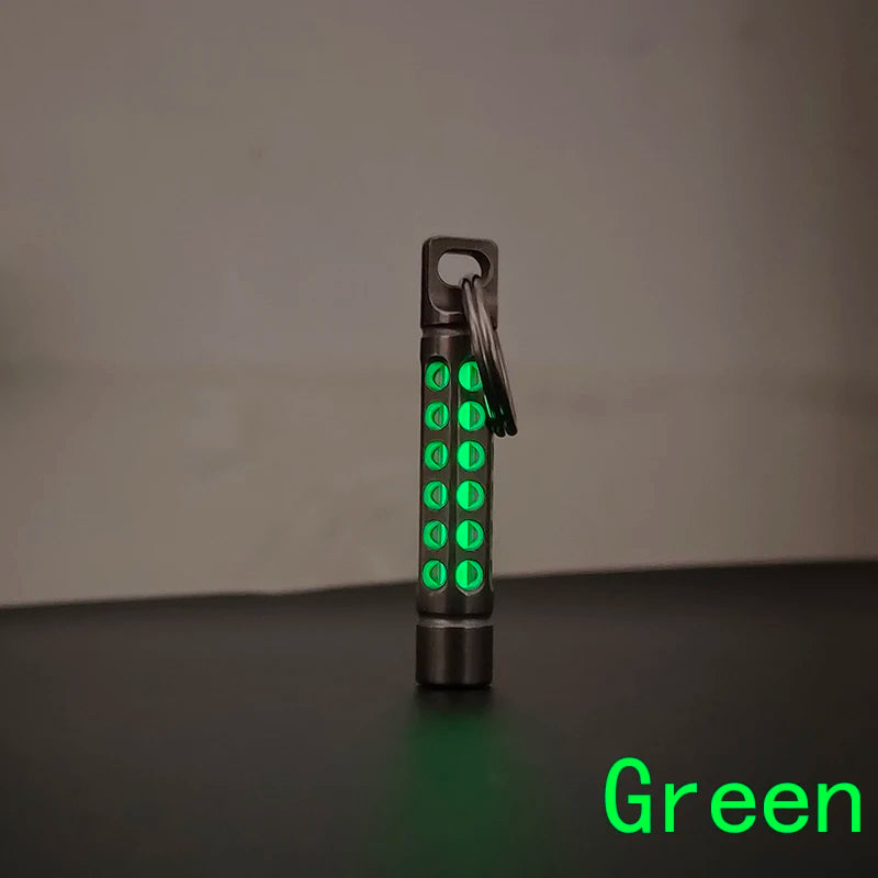 TItanium  Cage Luminous Night Signal Light Outdoor EDC Luminous 3.5*25mm Fluorescent Tube Self-illuminating Key Chain