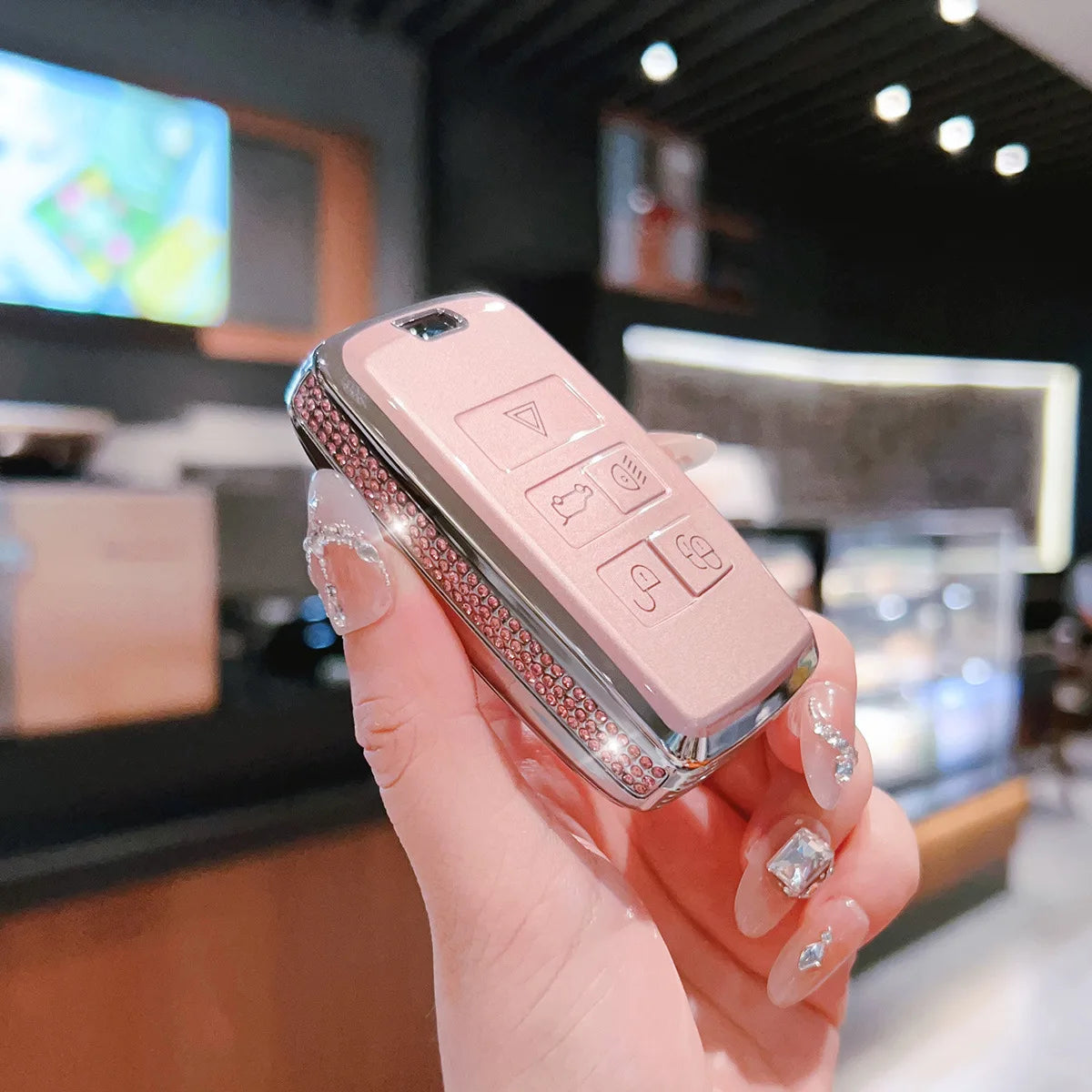 Side Diamond Pink TPU for Land Rover Range Rover Sport Evoque Freelander 2 for Jaguar XF XJ XJL XE Remote Car Key Case Cover Fob