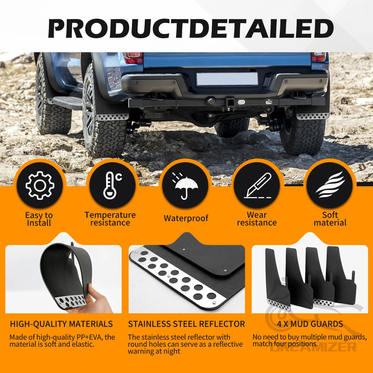 4PCS Soft Flexible Bendable Rubber Vehicle Mudguard Splash Guard With Hardware Tool Auto Exterior Protection Accessories
