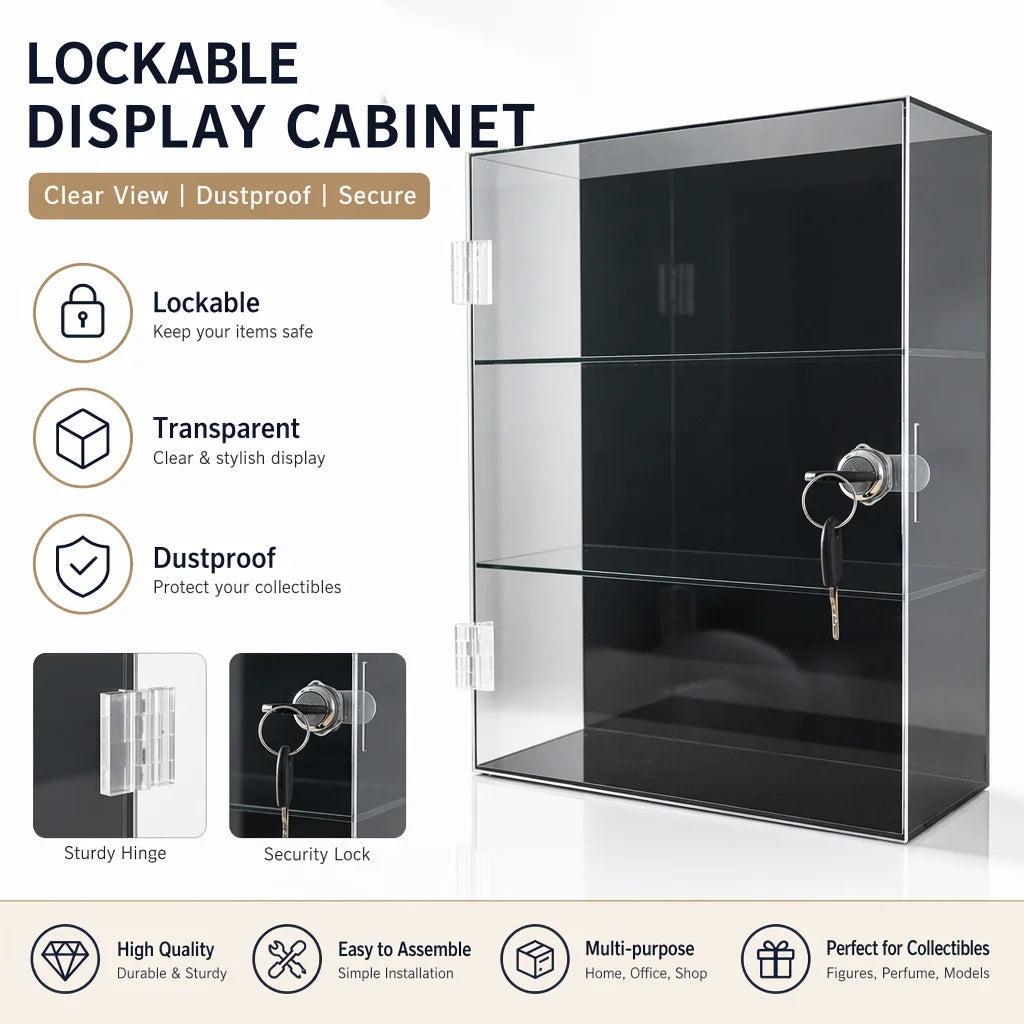 Acrylic storage cabinet used for locking cosmetics and perfume lipstick small items is handmade, dust-proof, anti loss