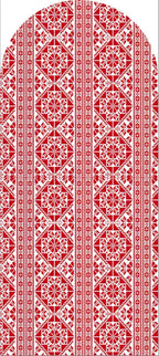 Red Embroidered Hibiscus Pattern Arched Background Cover for Birthday Bride Shower Decoration Photography Background