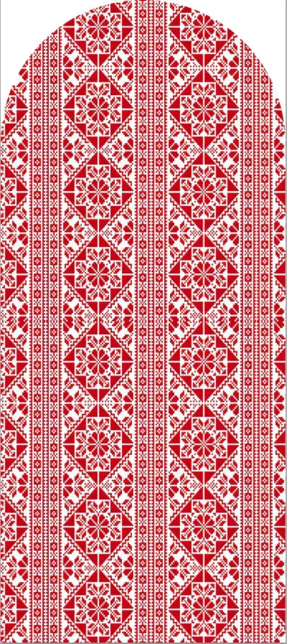 Red Embroidered Hibiscus Pattern Arched Background Cover for Birthday Bride Shower Decoration Photography Background
