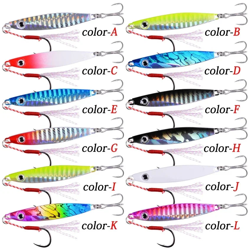 12pcs Pencil Bait Metal Casting Fixture 7/12/17/ 22/ 30/40g Shore Throwing Sea Bass Bait Sinking Artificial Bait Fishing Tackle