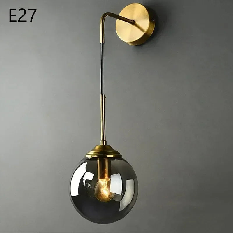 Modern Glass Ball Wall Lamps Nordic Creative Golden Chrome Lighting Fixtures E14/E27 Living Room Kitchen Decoration Wall Lights