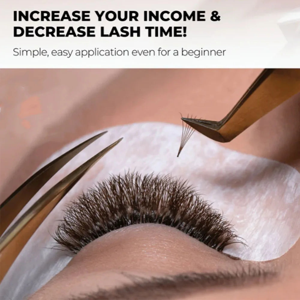 3D 6D 8D Brown Colored 1000 Fans PBT Hybrid Premade Volume Fan Sharp Pointy Stem Premade Lashes Extension Thin Root XL Tray Lash