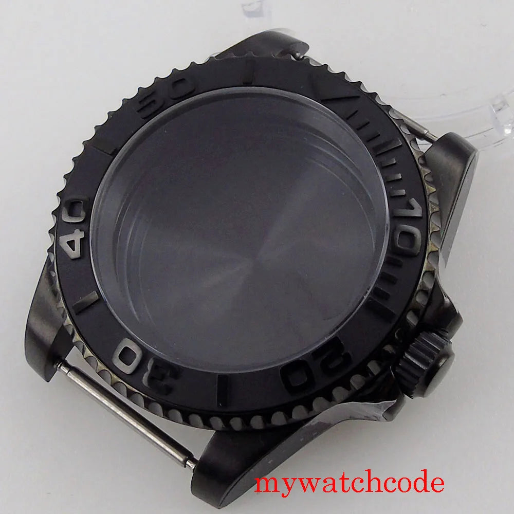 PVD Black 40mm Watch Case for NH34 NH35 NH36 NH70 NH72 Jubilee Steel Bracelet Sapphire Crystal