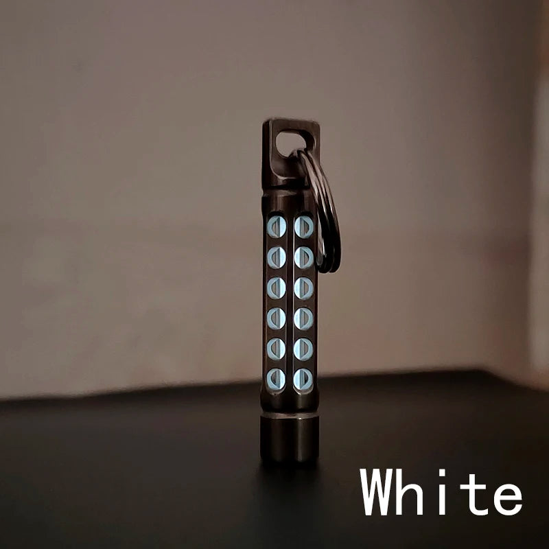 TItanium  Cage Luminous Night Signal Light Outdoor EDC Luminous 3.5*25mm Fluorescent Tube Self-illuminating Key Chain