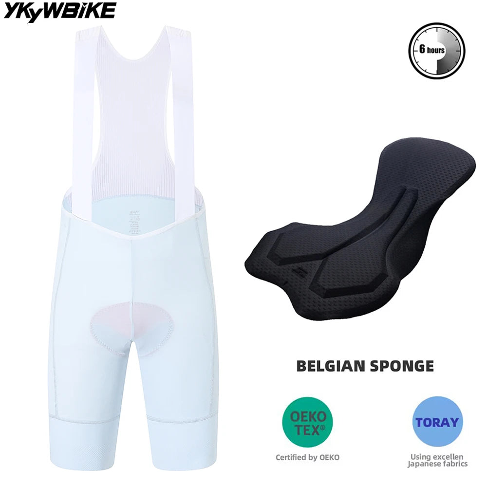 YKYWBIKE Men's Cycling Bib Shorts with Italy MITI Straps Road Bike Bib Pants Belgium and Interface Padded Bicycle Shorts MTB Pro