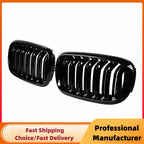 For BMW F15 F16 X5 X6 F85 F86 2014-2018 Front Bumper Kidney Racing Grille Glossy Black Car Double Slat Grill