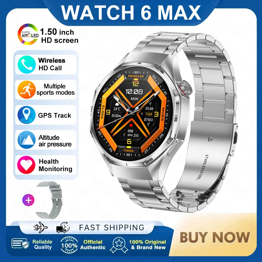 2026 New Watch 6 Max Smart Watch Men GPS Altitude Air Pressure Heart Rate Health Monitoring Bluetooth Call Business Smartwatch