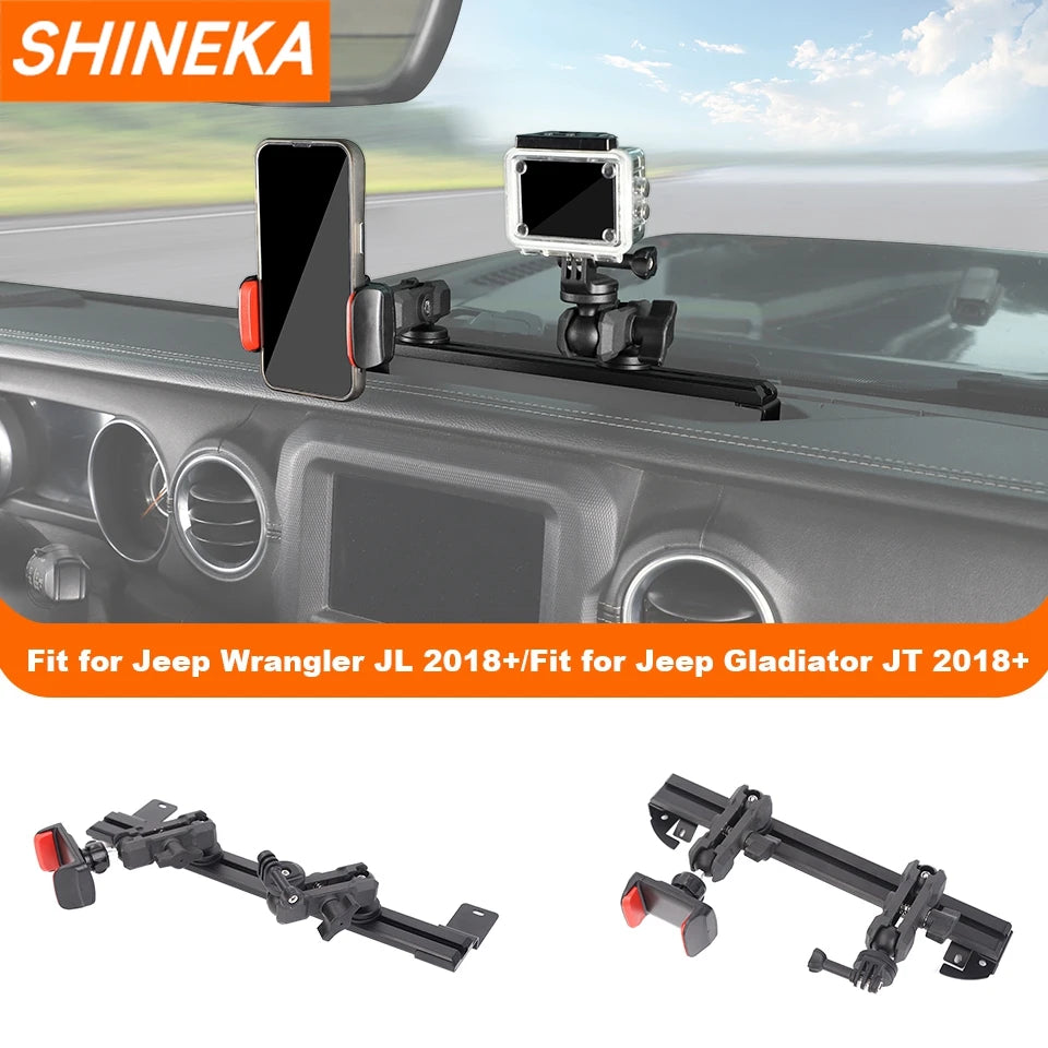 SHINEKA Car Center Console Slide Rail Expansion Mobile Phone Holder GPS Bracket for Jeep Wrangler JL Gladiator JT 2018-2024 Up