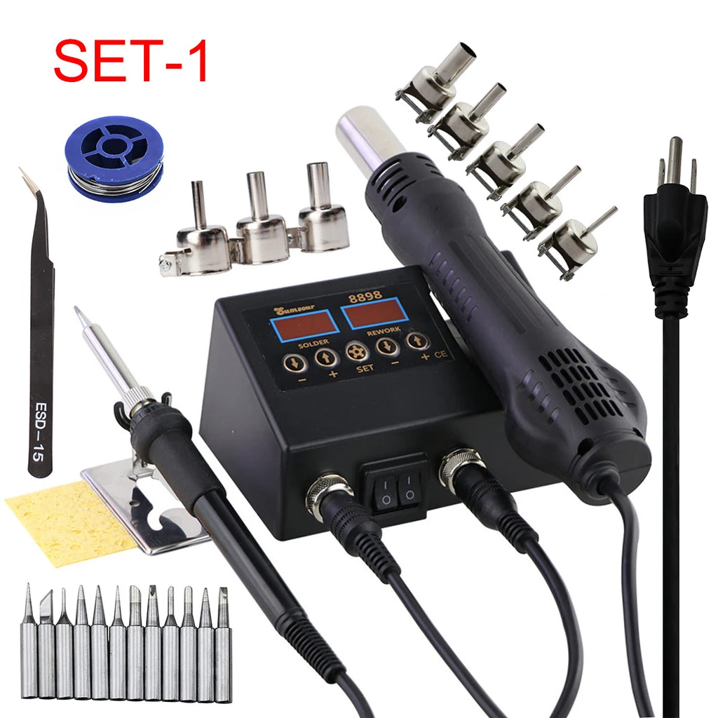 SMD Soldering Iron Hot Air 2 in 1 BGA Rework Solder Station Heat Gun Desoldering Repair For Cell-phone PCB IC Welding Tools Kit