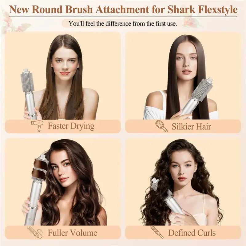ABBK-Round Brush For Shark Flexstyle, Volumizing Round Brush For Shark Flex Style Attachment