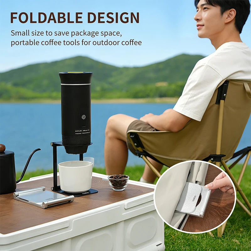Foldable coffee machine stand aluminum alloy drip filter metal espresso machine base suitable for travel, portable home use