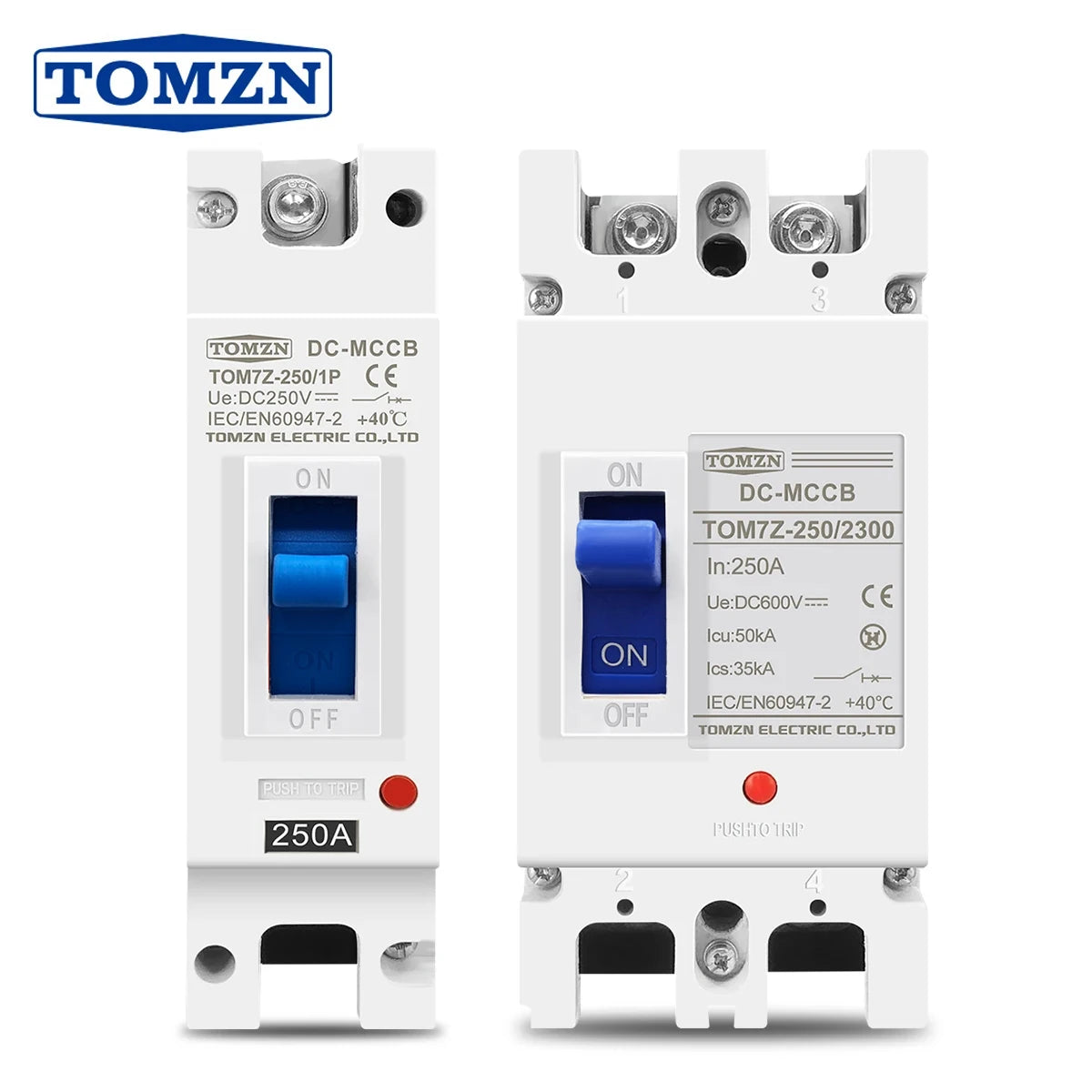 TOMZN Solar Molded Case Circuit Breaker MCCB Overload Protection Switch Protector for Solar Photovoltaic PV 1P 2P