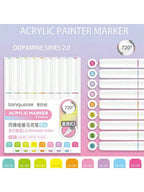 Languo 9pcs/box Soft Brush Acrylic Marker Pen Set，DIY Hand Drawn,Paint Art Markers pens,Student Graffiti Acrylic Paint Pens,M720