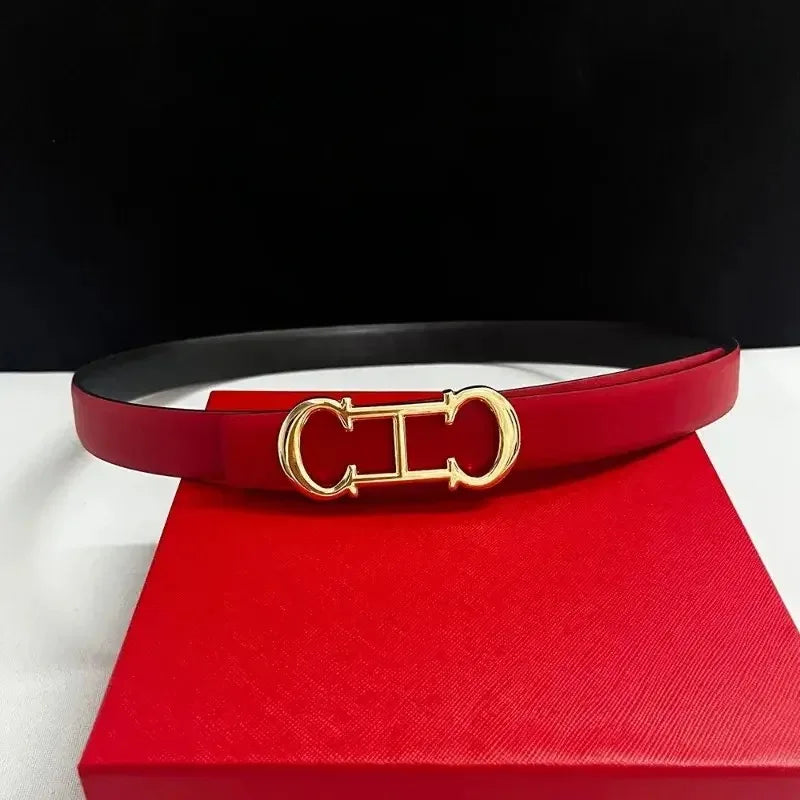 Women's 25mm Belt with Gold Letter Buckle, Jeans Waist Belt, Sizes 95-115cm