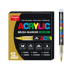 12/24/36 Colors Acrylic Marker Pens Waterproof Pen Soft brush Nib Student Art For Glass Stone Metal Glass Wood Plasctic Paper