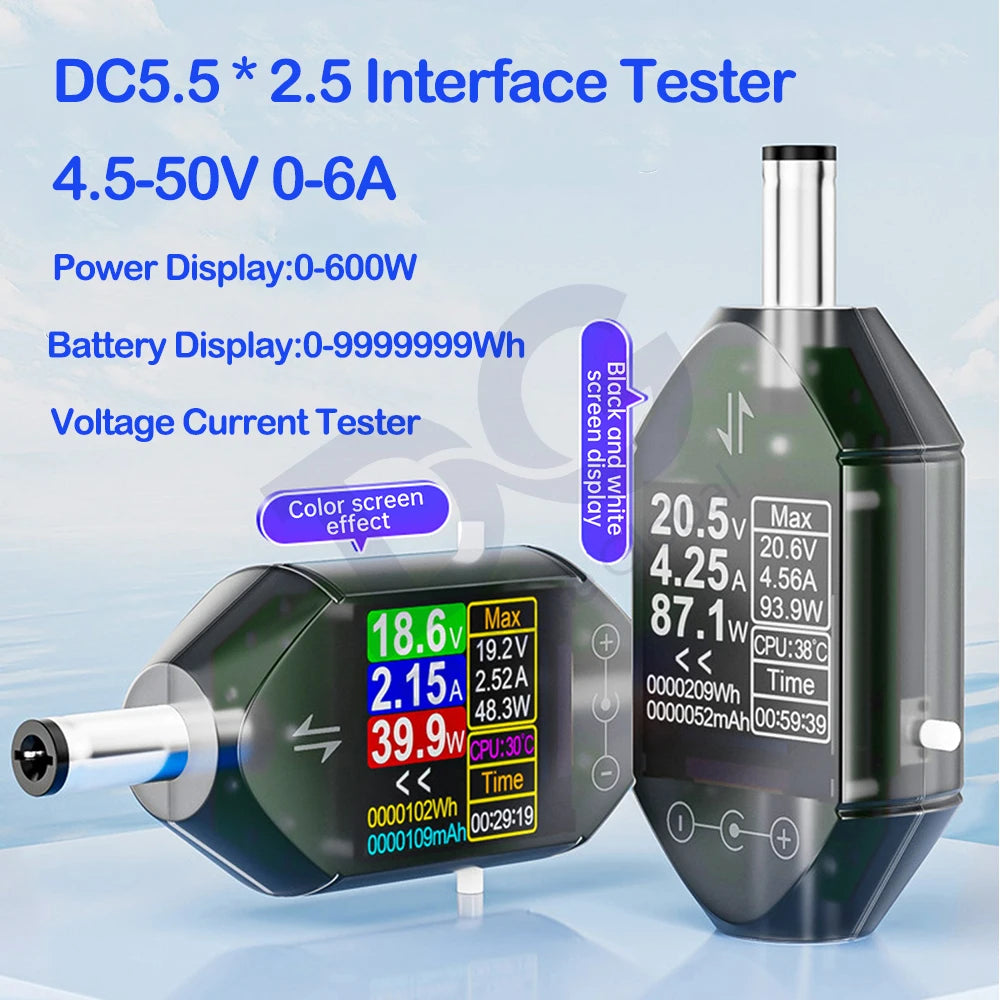 DC 5.5x2.5mm Voltage Current Power Meter Tester, 4.5-50V 0-12A Digital Voltmeter Ammeter