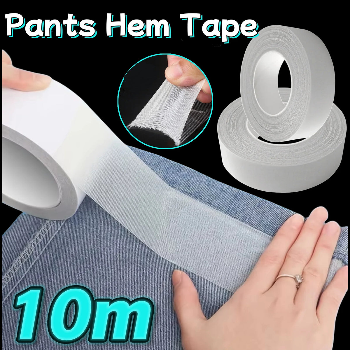 Double Sided Fabric Tape Invisible No Sew No Iron Pants Hem Tape Secret Body Adhesive Stickers DIY Clothes Shorten Sewing Tools