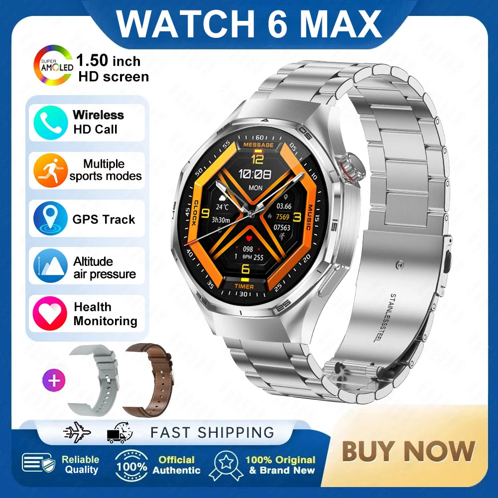 2026 New Watch 6 Max Smart Watch Men GPS Altitude Air Pressure Heart Rate Health Monitoring Bluetooth Call Business Smartwatch