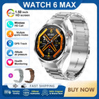 2026 New Watch 6 Max Smart Watch Men GPS Altitude Air Pressure Heart Rate Health Monitoring Bluetooth Call Business Smartwatch