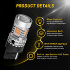 AUXITO 2Pcs 7440 W21W WY21W LED Turn Signal Light Amber 7440NA T20 LED Bulb Indicator Lamp CANBUS Error Free No Hyper Flash 12V