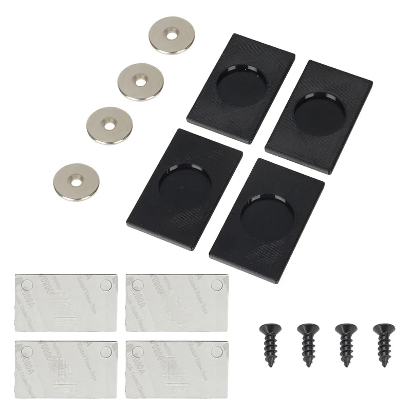 4pcs Magnetic License Plate Holder Set with Fixed Plate and Screws, Universal RV Trailer, Black